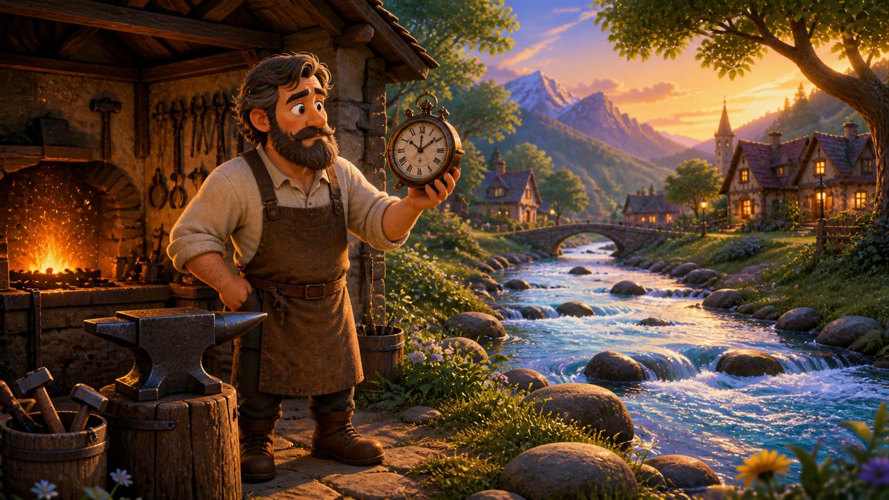 Illustration for The Blacksmith's Clock and the River