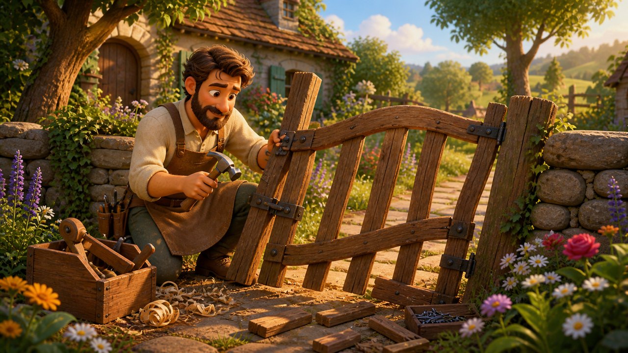 Illustration for The Carpenter and the Crooked Gate