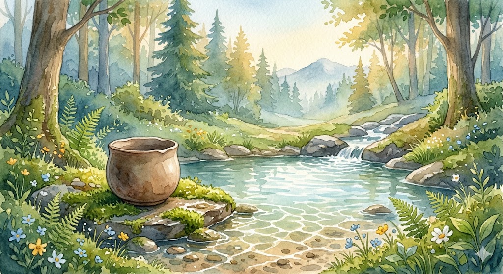 Illustration for The Clay Cup and the Mountain Spring