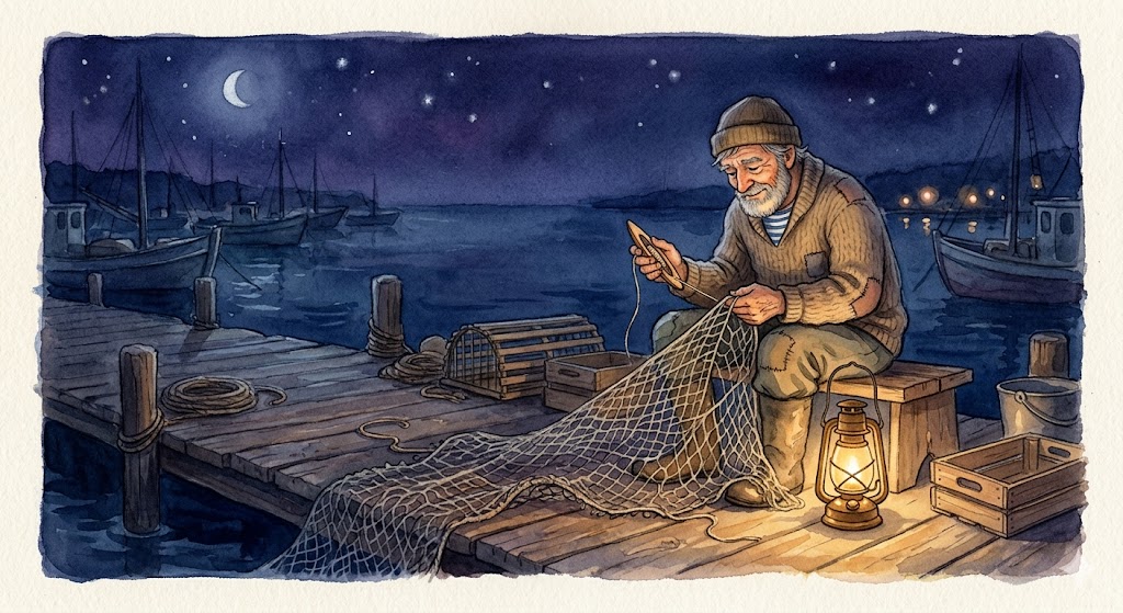 Illustration for The Fisherman and the Sleepless Net