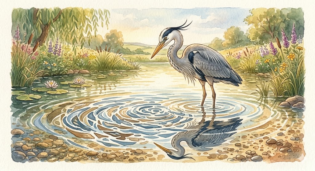 Illustration for The Heron and the Broken Reflection