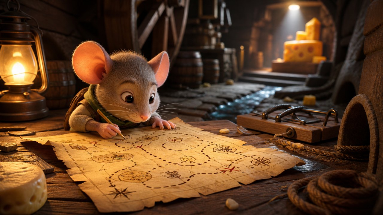 Illustration for The Mouse and the Map of Cheese