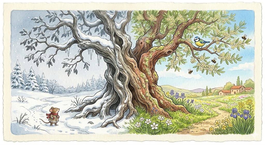 Illustration for The Olive Tree That Remembered Winter
