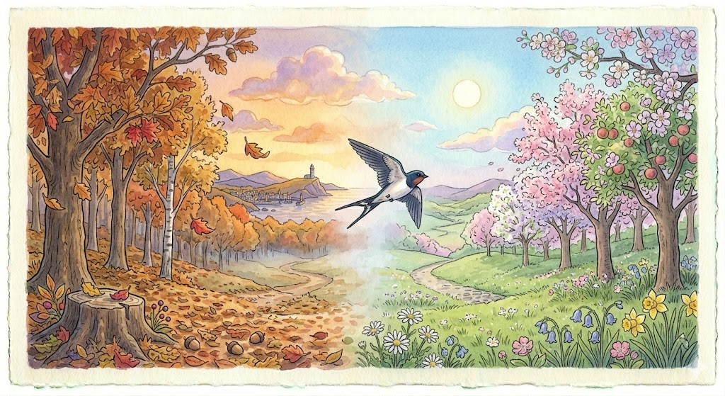 Illustration for The Swallow and the Borrowed Season