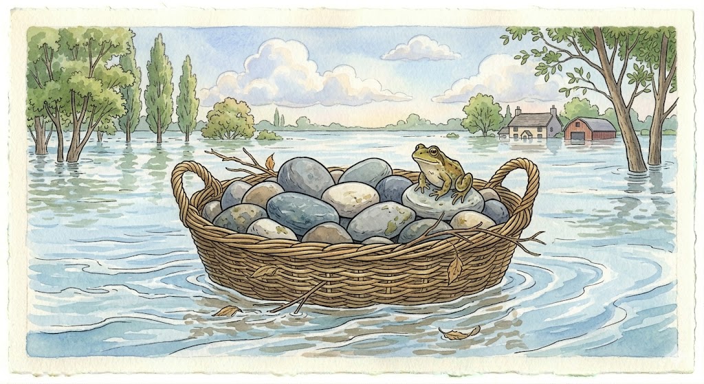 Illustration for The Willow Basket and the River Stones
