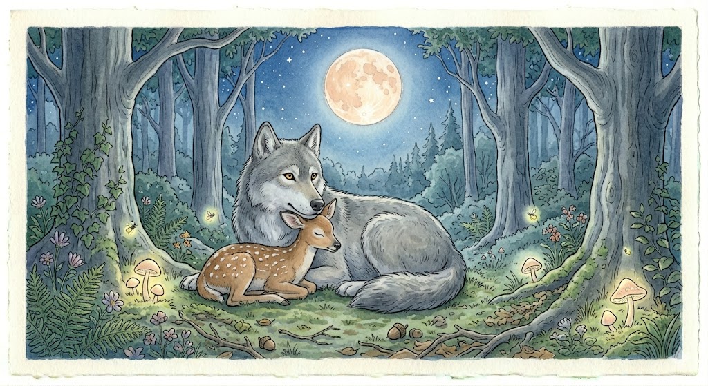 Illustration for The Wolf Who Learned Listening